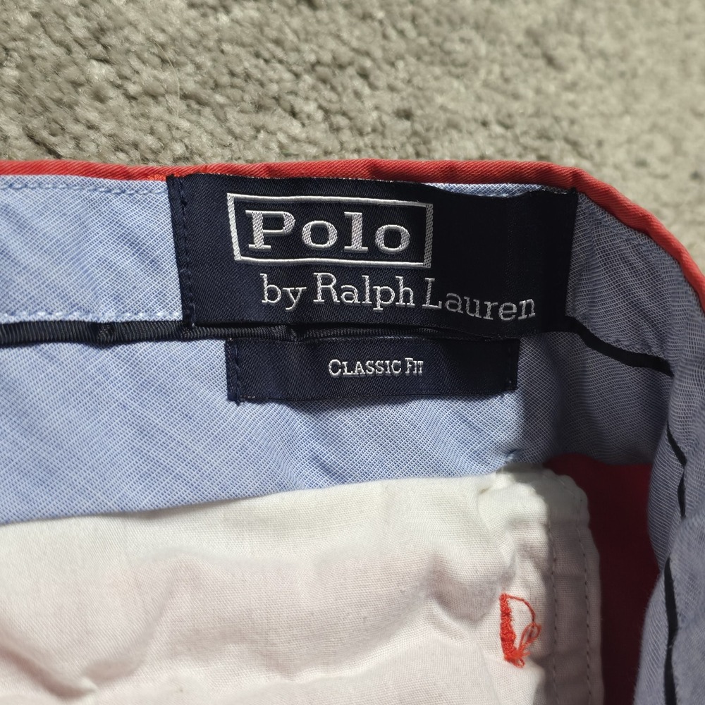 VTG Polo Ralph Lauren Classic Fit Nantucket Red Chino Shorts Mens 38 Pima Cotton - Picture 4 of 15
